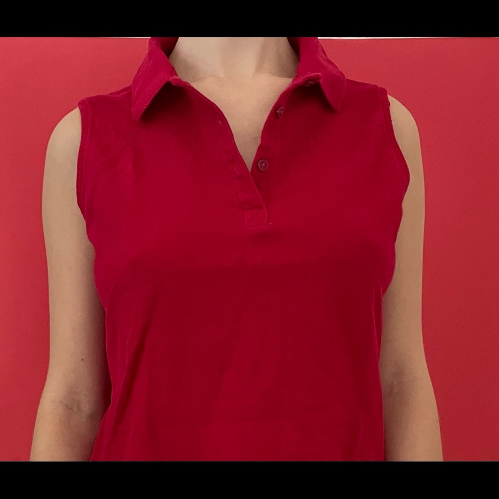 Karen Scott Red Polo Cropped Sleeveless Top